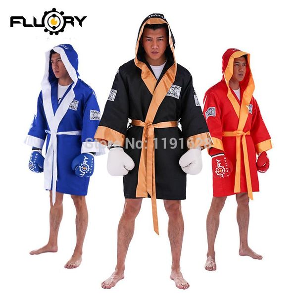 

boxing trunks fluory uniform clothing soft muay thai kick cloak robe, Blue