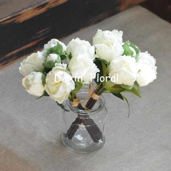 

bundles ivory white peonies real touch for diy wedding bouquets bridesmaids centerpieces decorative flowers & wreaths