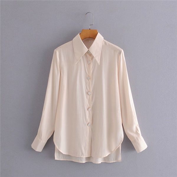 

women's knits & tees women casual long sleeve turn-down collar ur pink shirts female fashion button decoration sprint autumn, White