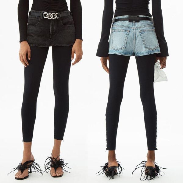 

summer trendy design casual versatile mid waist mini denim shorts skirt ultra short a2 women's jeans, Blue