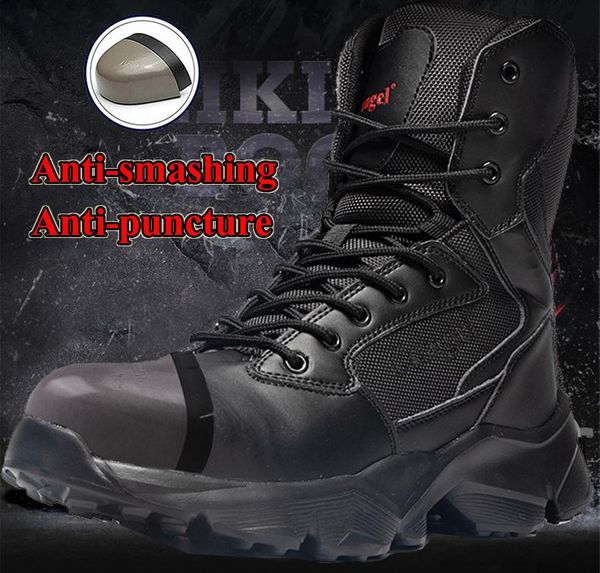 

boots mens high work sheos steel toe saftey multi-function outdoor, Black