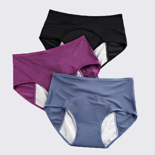 

women's panties menstrual period women cotton leak proof incontinence briefs high waist female mesh underwear plus size l-6xl dropship, Black;pink