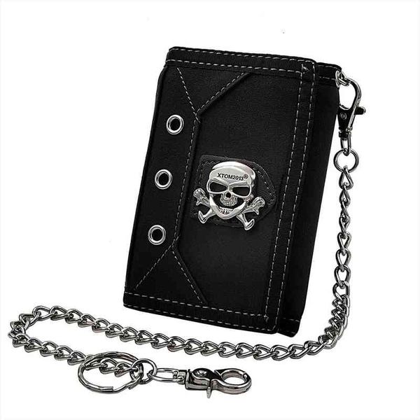 

men boy biker casual trifold mini wallet pusrse with safe key chain, Red;black
