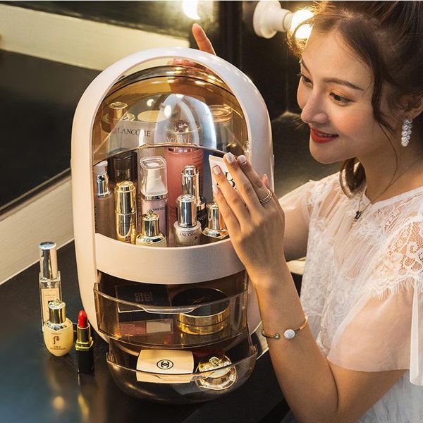 

bathroom storage & organization transparent cosmetic organizer creative makeup box protable deskdrawer bins waterproof beauty