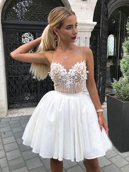 

pretty design short graduation dress with lace appliques spaghetti straps a-line homecoming party dresses robe de soiree custom made, Black