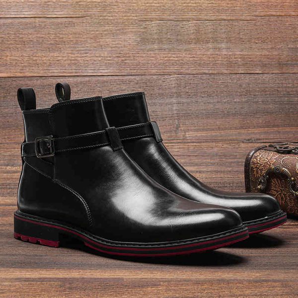 

boots men brand 2022 comfortable fashion ankle #al643, Black