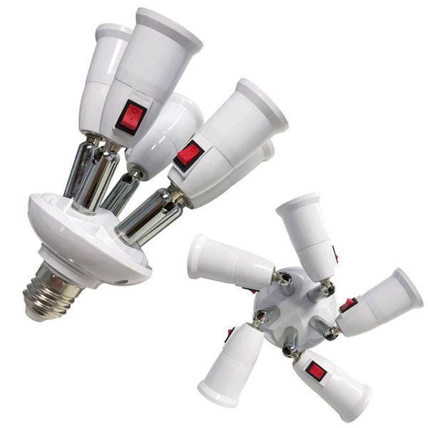 

lamp holders & bases 3/4/5 heads adjustable e27 splitter with switch base holder led light bulb adapter converter socket high quality