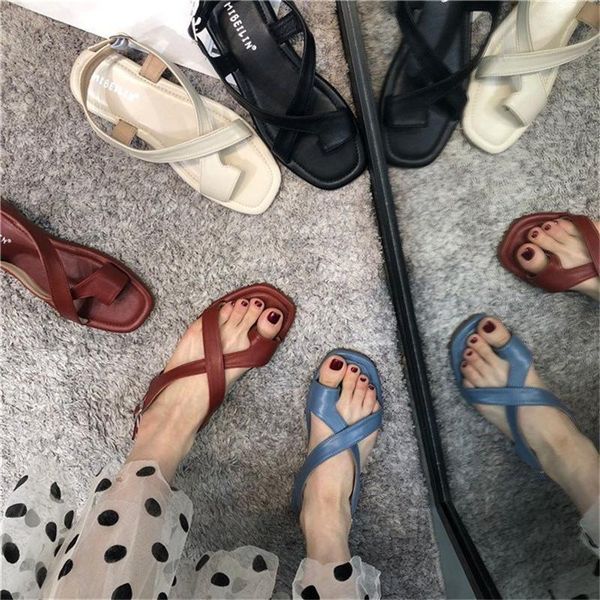 

woman sandals women 2021 fashion sandalias buckle black basic flats shoes sandale womens sandal plus size 39