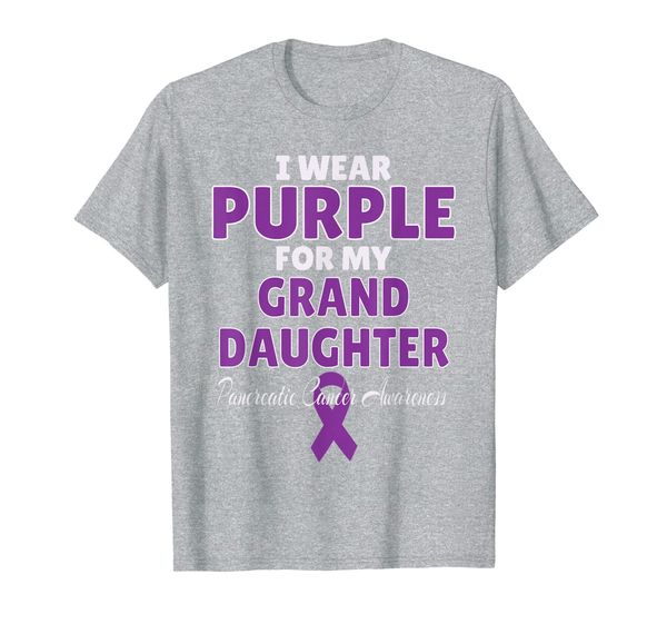

pancreatic cancer awareness i wear purple for grand daughter t-shirt, White;black