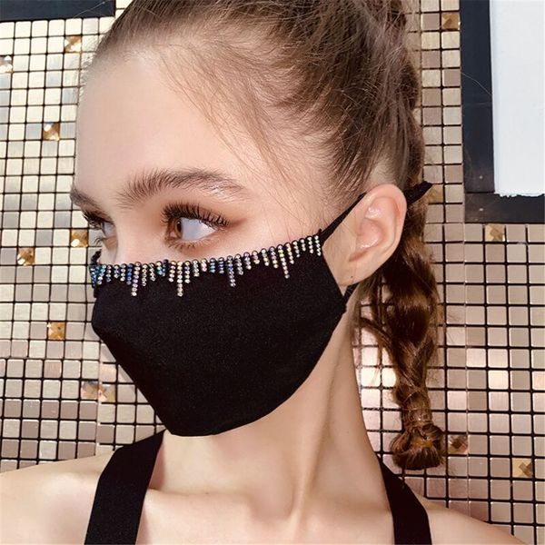 

2021 rhinestone tassel dust female jewelry mask yx1338