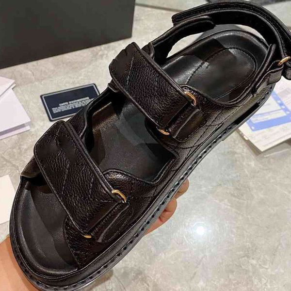 

70% off wholesale flip-flops for summer genuine leather sandals women's fashion luxury shoes women designers, Black