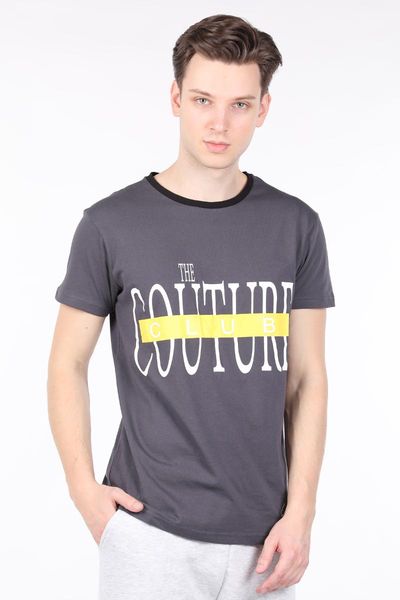

men's t-shirts anthracite couture printed bicycle neck t-shirt, White;black