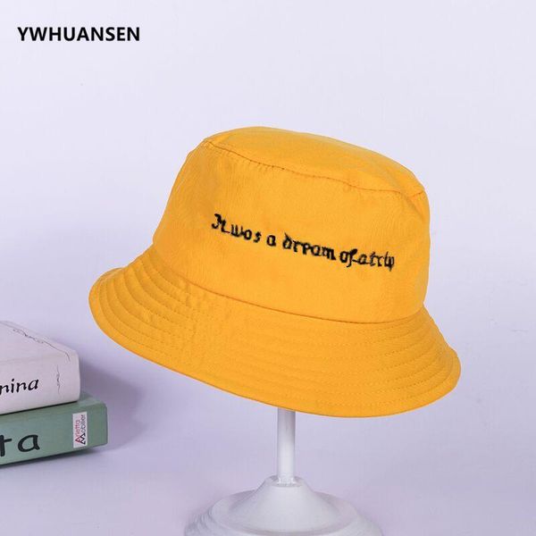 

cloches ywhuansen summer women's bucket caps embroidery letter men's hats fashion sunscree gorras para hombre cotton classic adult
