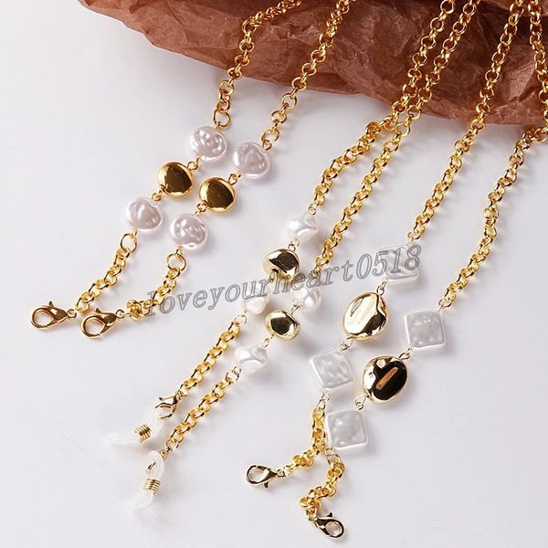 

gold color simple casual geometric pearl beads sunglasses chain holder fashion women glasses chain accesary