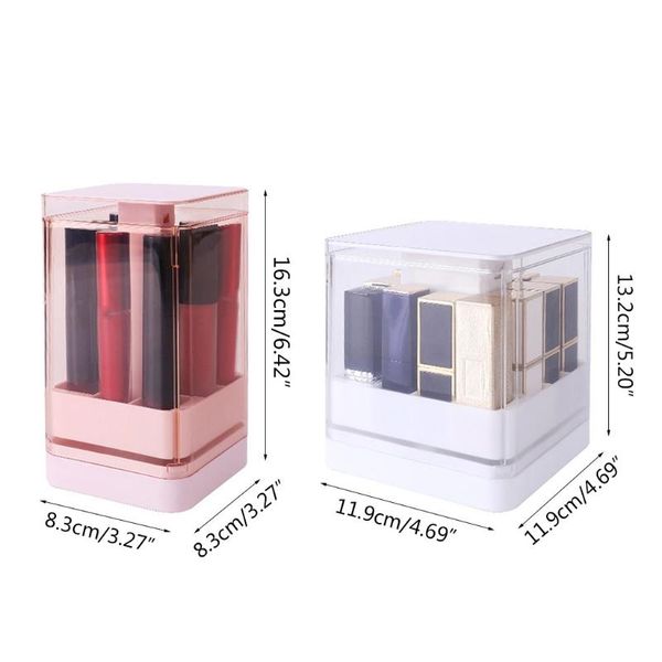 

8/12 grids press lift lipstick storage box to open transparent lip glaze holder cosmetic organize p31e baskets