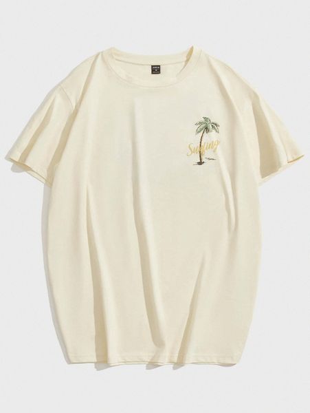 

men tropical print drop shoulder tee f6i5#, White;black