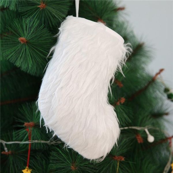 

christmas decorations stockings white plush xmas ornaments pendant tree noel gift socks