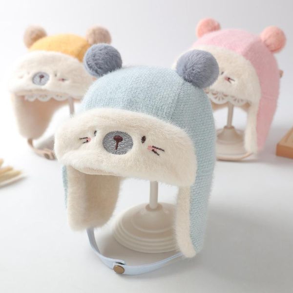 

caps & hats baby hat autumn and winter cute infant toddler cartoon bear pattern thickened plus velvet children's boys girls wt642, Yellow