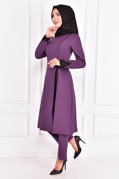 

ethnic clothing pearl detail combin purple asm2401, Red