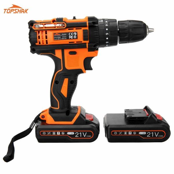 

professiona electric drills hak ts-ed2 21v brushed cordless impact drill rechargeable 2 speeds led w/ 1/2pcs 2.0 ah battery power tools