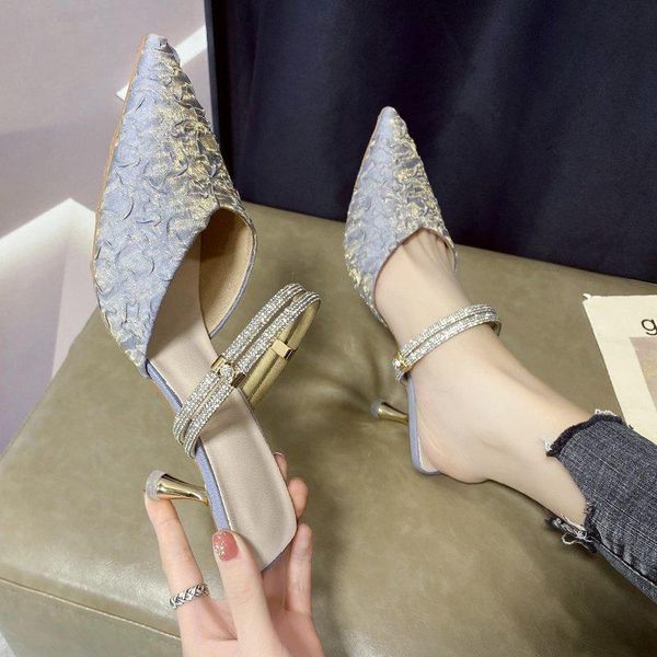 

slippers summer women casual fashion slides med thin heels for high platform pumps ladies pu scandals zapatos de mujer, Black