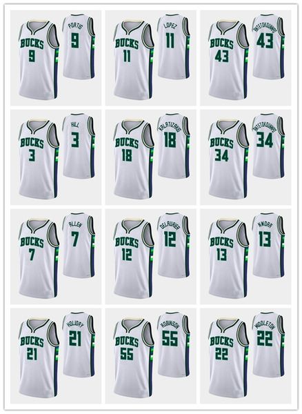 

milwaukeebucksmen george hill khris middleton jrue holiday brook lopez giannis antetokounmpo 75th anniversary city white basketb, Black