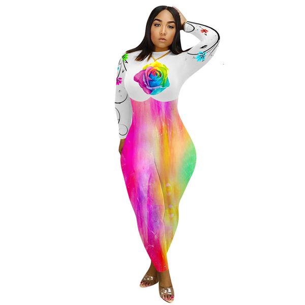 

women's & fashion floral print printed rompers casual crew neck long sleeve panelled designer womens skinny jumpsuits, Black;white