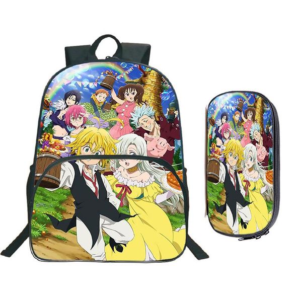 

backpack nanatsu no taizai the seven deadly sins students casual beautiful pattern (2pcs set/backpack pencil case)