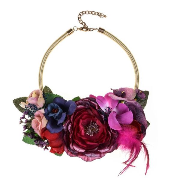 

chokers fashion red flower necklaces & pendants feather necklace women wedding bride pendant charm flowers jewelry, Golden;silver