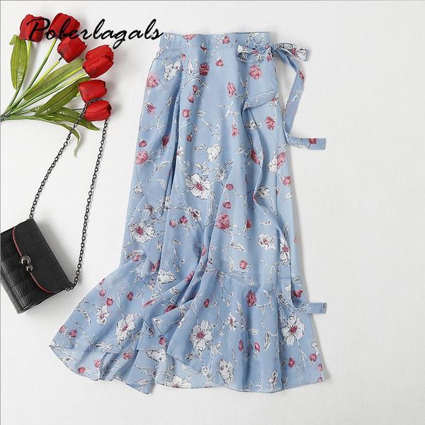 

skirts summer one-piece long chiffon floral irregular lace fishtail skirt women printed basic beach casual female, Black