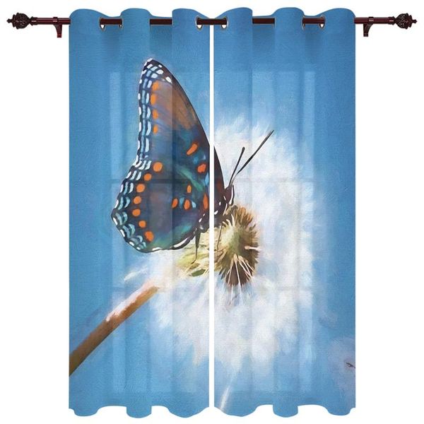 

translucent curtains dandelion and butterflies valance window living room bedroom curtain & drapes