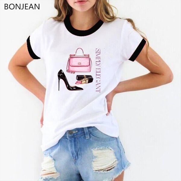 

high heels lipstick bag womens vogue letters simple elegant print hipster streetwear female drop, White