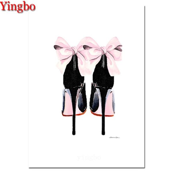 

diamond painting full diy 5d pink high heels picture rhinestone embroidery mosaic cross stitch decoration art