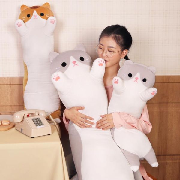 

pillow 1pc cute soft long cat plush toys stuffed pause office nap bed sleep home decor gift doll for kids girl
