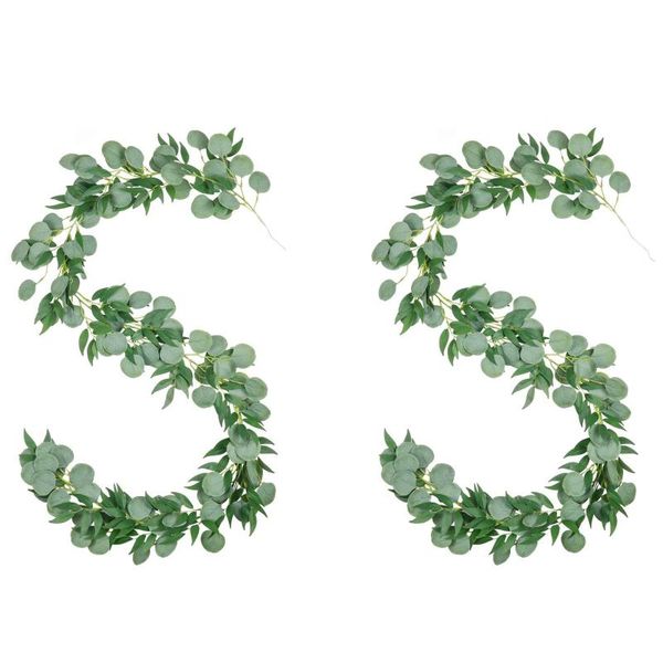 

decorative flowers & wreaths 2pcs 1.8m fake eucalyptus willow leaves green plants with 2m artificial silver dollar and vines