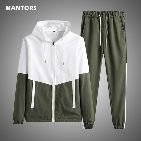 

men's set hip hop casual men sportswear 2 pieces set clothing hoodie sweatsuit fitness jogging tracksuit men sprign autumn 210722, Gray