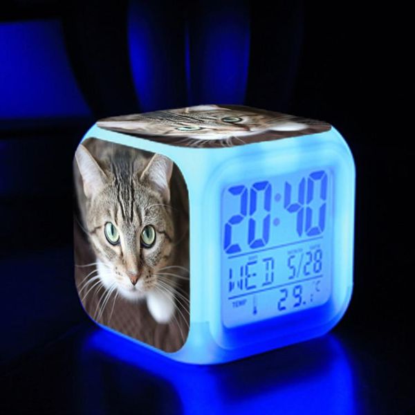 

other clocks & accessories s children alarm clock cat dog bedside glowing led color change table digital for kids birthday gift toys
