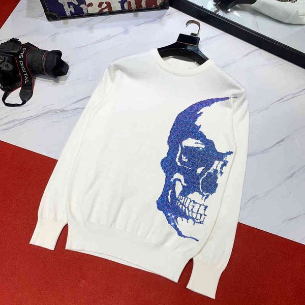 

men's sweaters super luxury brand unique gradient diamond skull sweater pullover plus size sweatshirt 6fj6, White;black