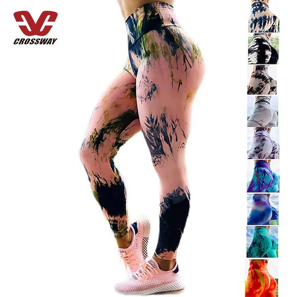 

women tights leggings tie dye high waist yoga pants scrunch butt tummy control butt lift 4 way stretch dark yellow red black fitness running