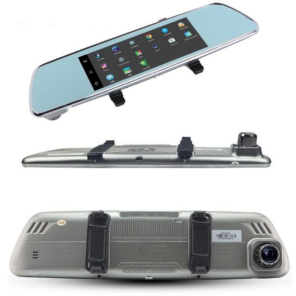 

car dvr fhd 1080p 7" 3g android 5.0 touch dash cam wifi rearview mirror camera dual lens gps navigation dashcam dvrs
