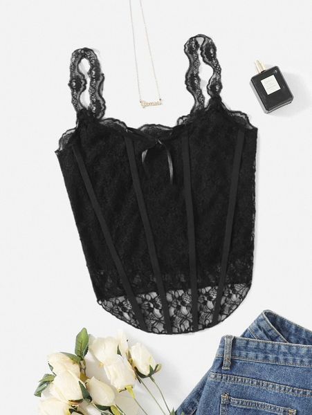 

bow front lace cami z0nv#, White