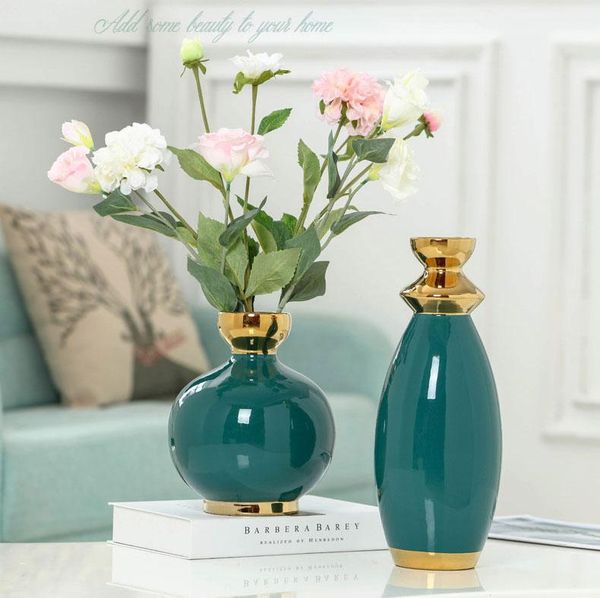 

vases modern luxury ceramic vase porcelain gilded border flower arrangement hydroponic deskliving room decoration accessories