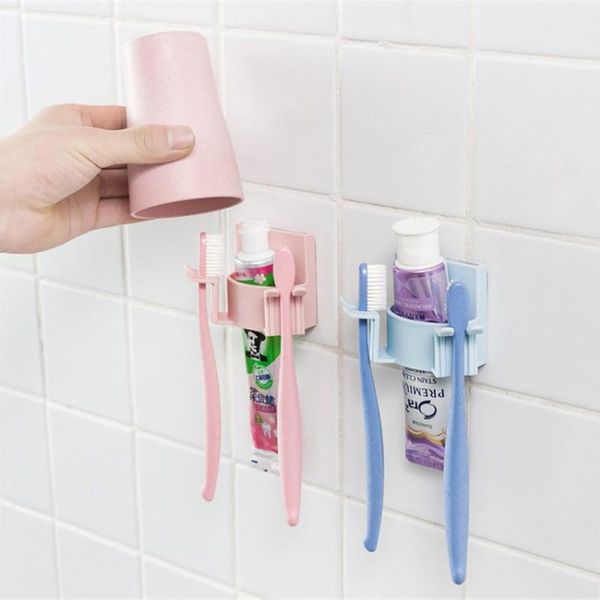

toothbrush holders bathroom multifunctional plastic strong suction cup rack seamless mouthwash