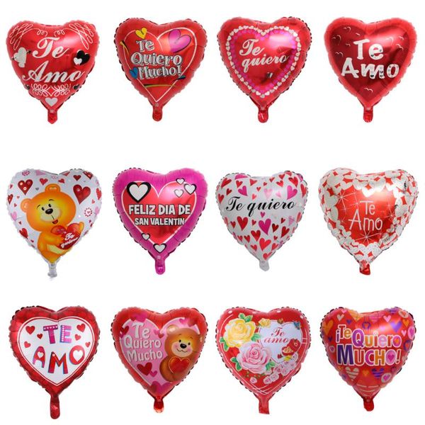 

10pcs 18inch spanish bride and groom i love you foil mylar balloons heart wedding/valentine's day helium balloon globos party decoratio