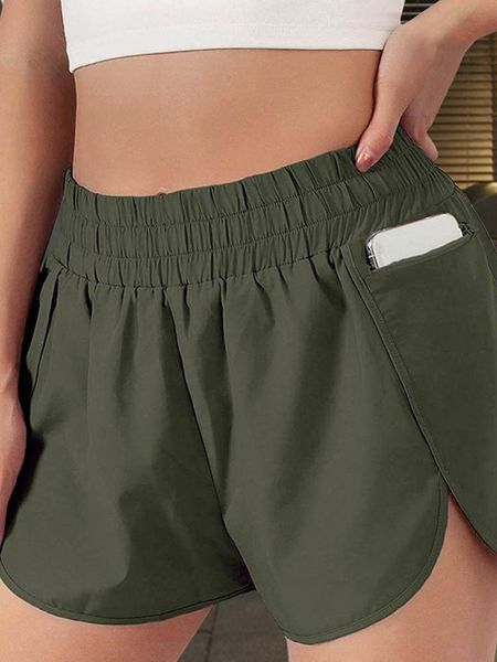 

women's shorts 2021 sports fitness anti-fade loose elastic waist running side pocket design breathable and comfortable, White;black