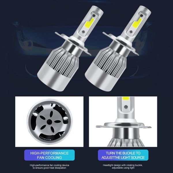 

car headlights haedlight h4 6000k auto fog light 36w 12v led bulb headlamps