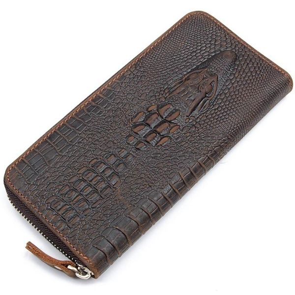 

wallets men genuine leather wallet coin purse vintage long crocodile solid card holder clutch carteira hombre for man, Red;black