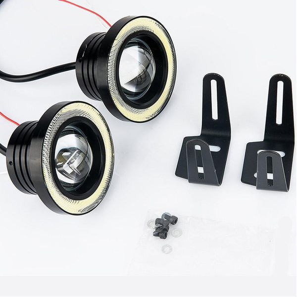 

emergency lights 2pc car daytime running 30w cob angel eyes fog universal round led lamp lens 2.5 inch 3 3.5