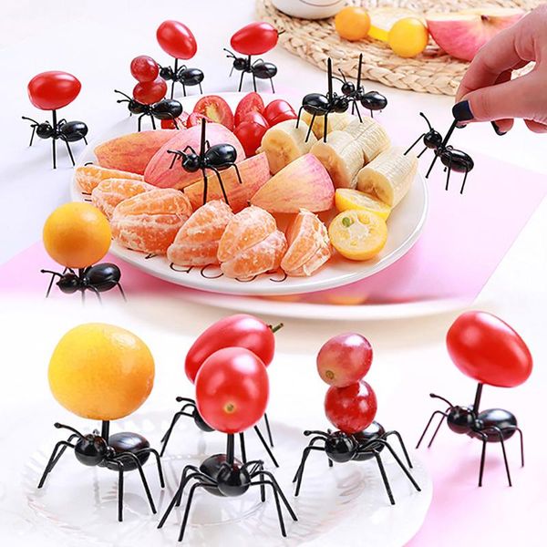 

forks animal farm fruit fork mini cartoon children snack cake dessert pick toothpick bento lunches party decor kitchen tool