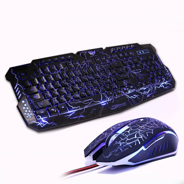 

keyboard mouse combos m200 purple/blue/red led breathing backlight pro gaming usb wired full key professional
